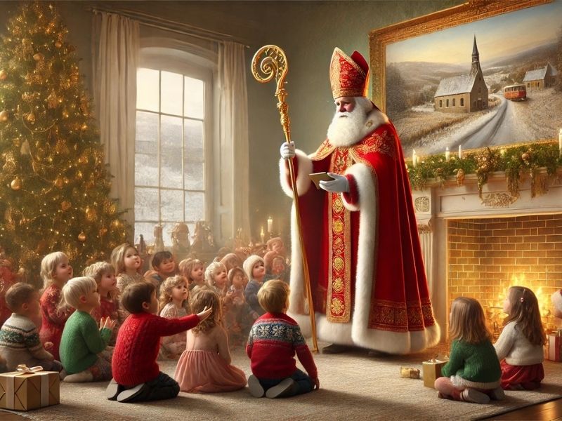 Representação de Santa Claus, inspirado na figura de São Nicolau.